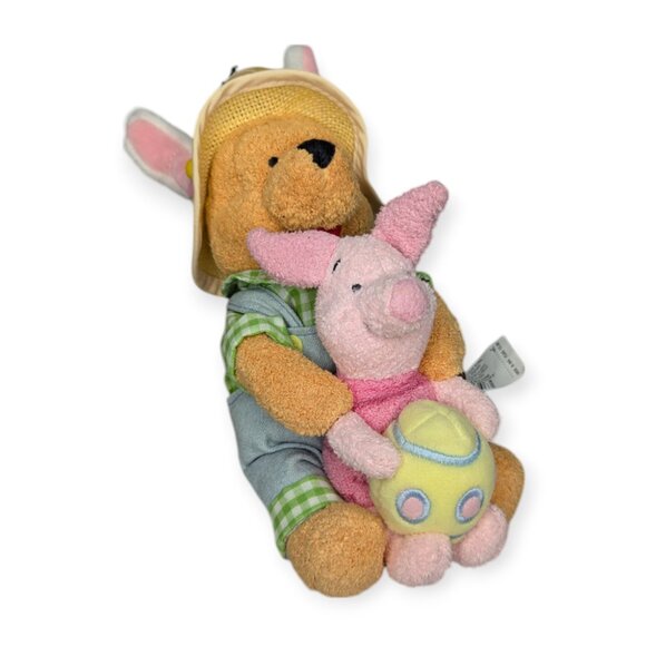 Vintage Disney Store Winnie the Pooh & Piglet Springtime Beanie Plush 6" - Picture 1 of 15